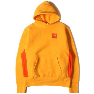 LQQK STUDIO ルックスタジオ パーカー BOXロゴ リバースウィーブ ヘビー スウェットパーカー SNAP HOODIE イエロー オレンジ M トップス スナップ フーディー 【メンズ】【中古】(パーカー)