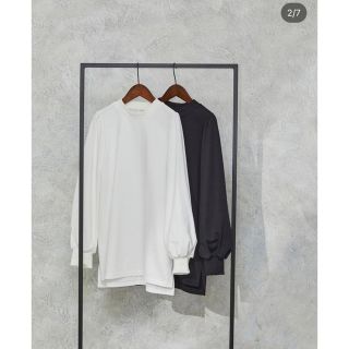 【bow.a】PETITE PUFF LONG SLEEVE TOPS ホワイト(カットソー(長袖/七分))