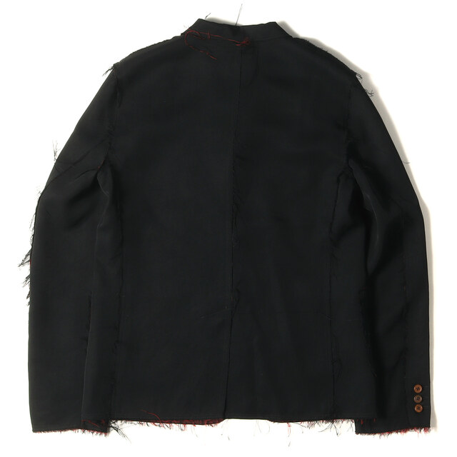 BLACK COMME des GARCONS(ブラックコムデギャルソン)のBLACK COMME des GARCONS ブラック コムデギャルソン ジャケット 断ち切り デザイン トリアセテート 3B テーラードジャケット 22SS ブラック エンジ M アウター ブレザー 【メンズ】【中古】【美品】 メンズのジャケット/アウター(テーラードジャケット)の商品写真