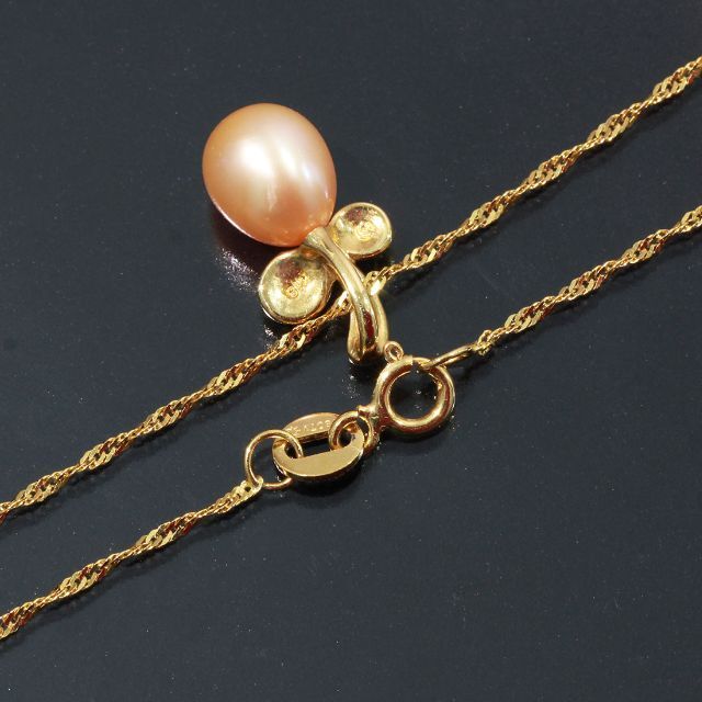 タサキ 田崎真珠 TASAKI パール リーフ ネックレス K18YG 44cm