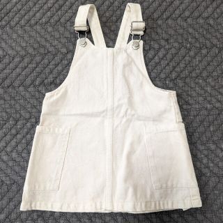 ザラキッズ(ZARA KIDS)の【美品】zarababy　ホワイトデニム　ジャンパースカート　92(ワンピース)