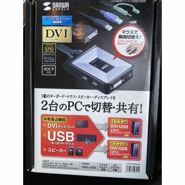 サンワサブライ DVI CPU切替器　SW-KVM2DUN 新品未開封