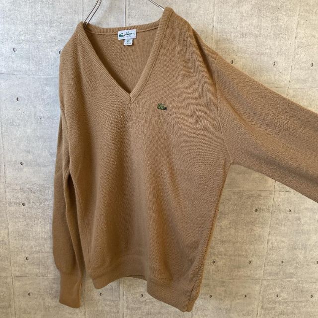 USA製 LACOSTE ラコステ Vネック ニット セーター ベージュ 3