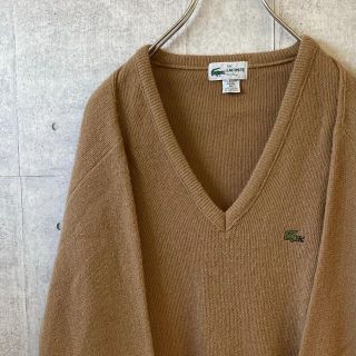 USA製 LACOSTE ラコステ Vネック ニット セーター ベージュ