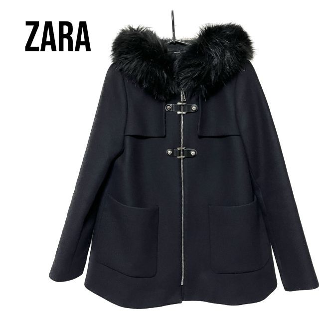 ZARA(ザラ)のザラ ZARA レディース コート ファー フード ミドル丈 レディースのジャケット/アウター(ロングコート)の商品写真