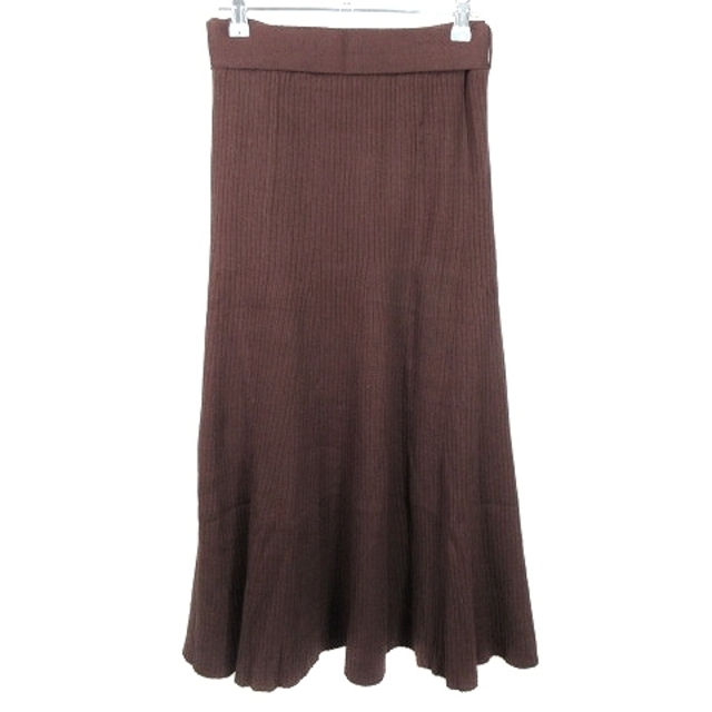 MIIA(ミーア)のミーア スカート フレア ロング ウエストゴム ニット リブ リボン F 茶 レディースのスカート(ロングスカート)の商品写真
