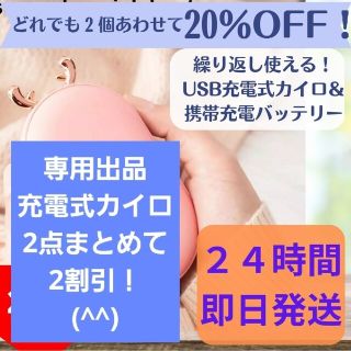 【専用出品】充電式カイロ2個　楕円ピンク　グリーンくま(その他)