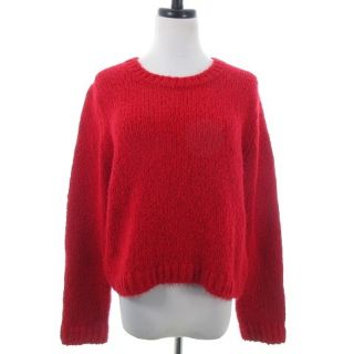 ザラ(ZARA)のザラ KNIT ニット カットソー 長袖 クルーネック 無地 M 赤 トップス(ニット/セーター)