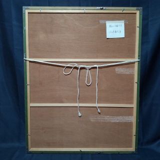 239 絵画 水彩画 静物画 佐々木喜久子 猫とお面たち 額装 額縁付きの