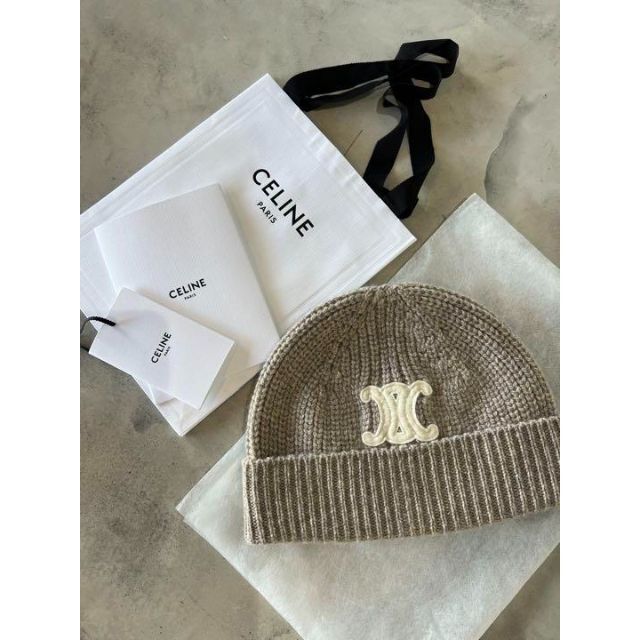 卸し売り購入 celine トリオンフ刺繍入り ニット帽 CELINE - ニット帽+