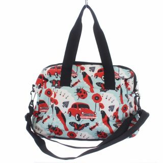 レスポートサック(LeSportsac)のレスポートサック ボストンバッグ ショルダーバッグ 2way 総柄 水色 赤(ボストンバッグ)