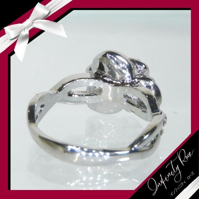 （1025）12号　シルバーローズリング薔薇デザインの指輪　クリスタル レディースのアクセサリー(リング(指輪))の商品写真