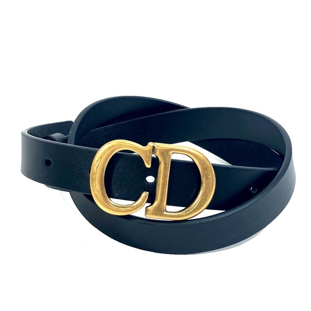 ディオール Dior CD金具 ファッション小物 ベルト レザー ブラック×ゴールド