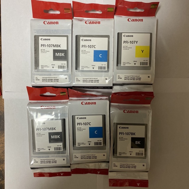 Canon PFI-107 未使用純正インク6本セット‼︎ オフィス用品 オフィス