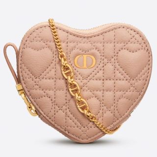 クリスチャンディオール(Christian Dior)のDIOR ハート CARO チェーン ポーチ ピンク(ショルダーバッグ)