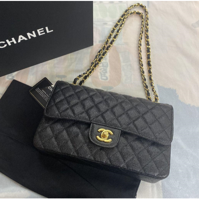 CHANEL シャネル キャビアスキン ダブルフラップ25 ショルダーバッグ