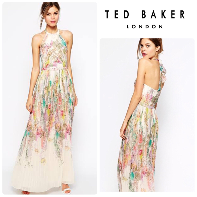 大人気♪【TED BAKER】ホルターネック◇花柄マキシ丈ワンピース テッドベイカー マキシ丈ワンピース ホルターネック 花柄