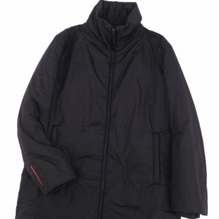 美品 プラダ スポーツ PRADA SPORT コート ロングコート 中綿入り ライナー付き ロゴ アウター メンズ 48(M相当) ブラック