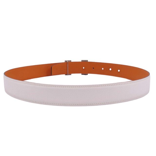 エルメス HERMES ベルト リバーシブル カーフレザー コンスタンス Hロゴ金具 メンズ 85 ホワイト/ブラウン