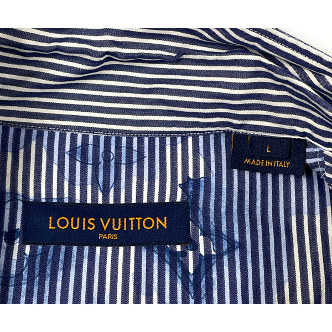 LOUIS VUITTON striped monogram pajamas shirt blue white L Genuine / 29531