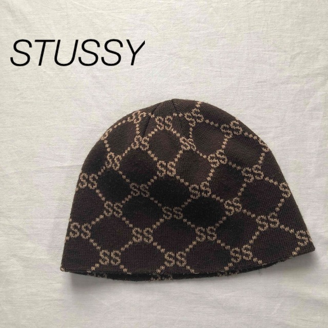 STUSSY(ステューシー)の90's STUSSY ステューシー モノグラム ビーニー ニット キャップ メンズの帽子(ニット帽/ビーニー)の商品写真