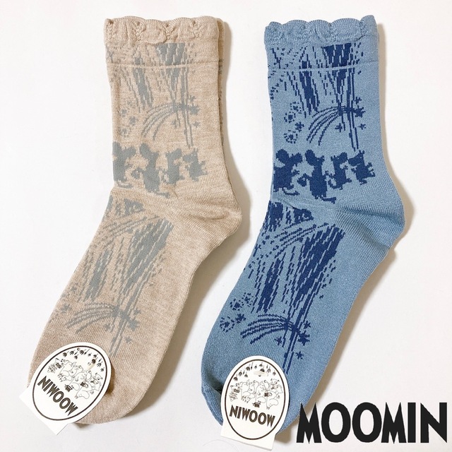 MOOMIN(ムーミン)のムーミン ロークルーソックス ウールタッチ トップフリル 花火 2足 レディースのレッグウェア(ソックス)の商品写真