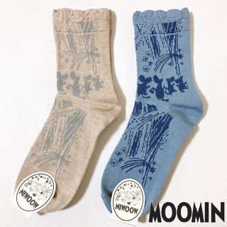 ムーミン(MOOMIN)のムーミン ロークルーソックス ウールタッチ トップフリル 花火 2足(ソックス)