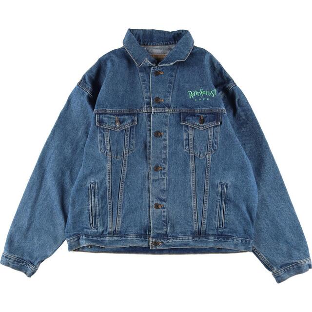 古着 international DENIM バックワッペン デニムジャケット Gジャン カナダ製 メンズXXL /eaa310663 メンズのジャケット/アウター(Gジャン/デニムジャケット)の商品写真