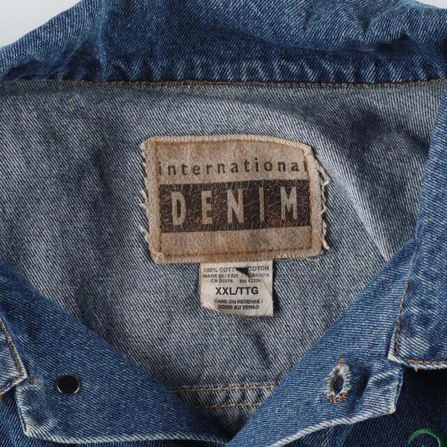 古着 international DENIM バックワッペン デニムジャケット Gジャン カナダ製 メンズXXL /eaa310663 メンズのジャケット/アウター(Gジャン/デニムジャケット)の商品写真