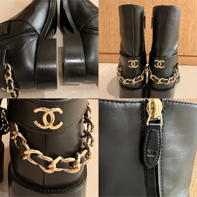 サイズ交換ＯＫ】 ブーツ ❤️シャネル チェーン❤️レザー CHANEL