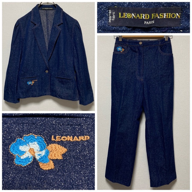LEONARD - LEONARD シルクデニム セットアップ レオナール 上下 パンツ