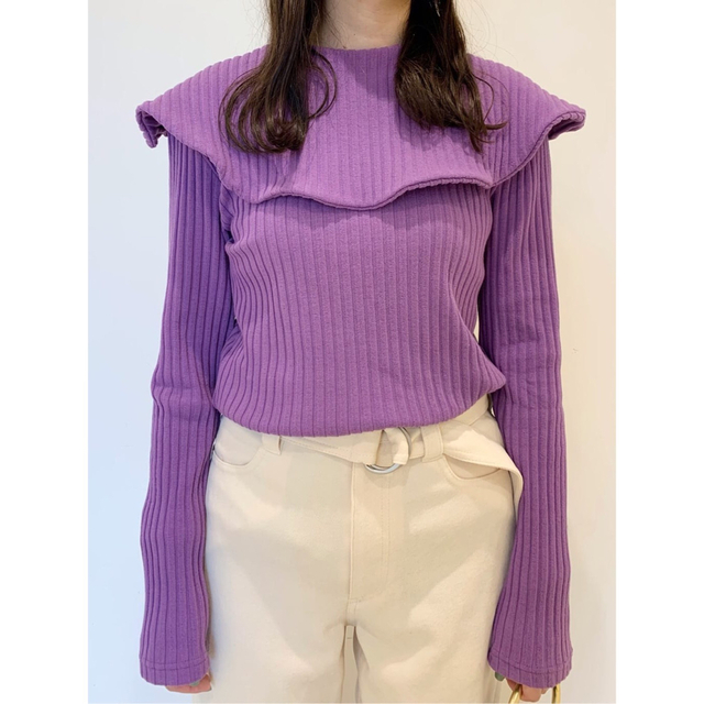 Spick & Span(スピックアンドスパン)の【Uhr】Petal Collar Top パープル レディースのトップス(Tシャツ(長袖/七分))の商品写真