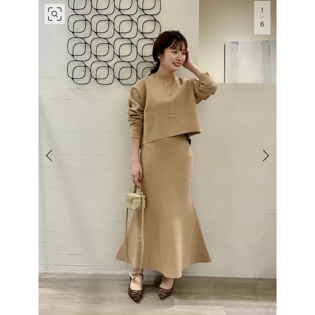 ノーブル MINAスムース編みマーメイドスカート ベージュ