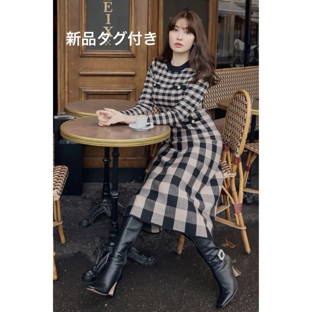 Her lip to - Plaid Jacquard Knit Dress Her lip to 新品の通販 by .｜ハーリップトゥならラクマ