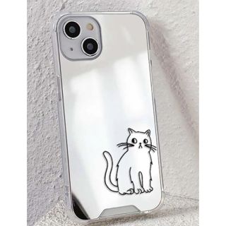 iPhone SE2 ケース  ミラー 猫ちゃん柄🐱(iPhoneケース)