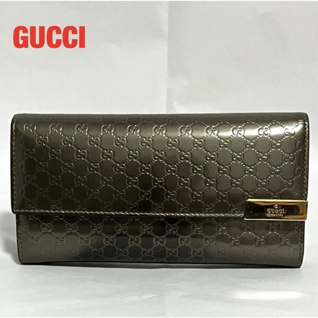 Gucci - 【希少】GUCCI グッチ 長財布 パテント マイクログッチシマ GG