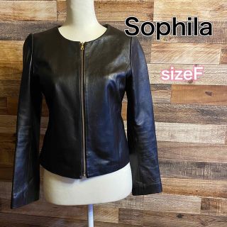 ソフィラ(sophila)のsophilaシープスキン　羊　ジャケット　ブラック　ノーカラー ライダース　(ライダースジャケット)