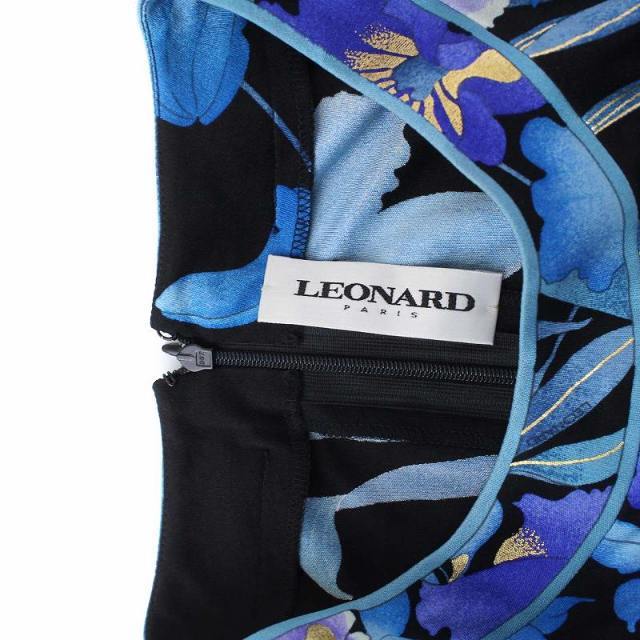 LEONARD(レオナール)のレオナール 花柄 カンカン ロングワンピース 長袖 絹 シルク100％ 44 黒 レディースのワンピース(ロングワンピース/マキシワンピース)の商品写真