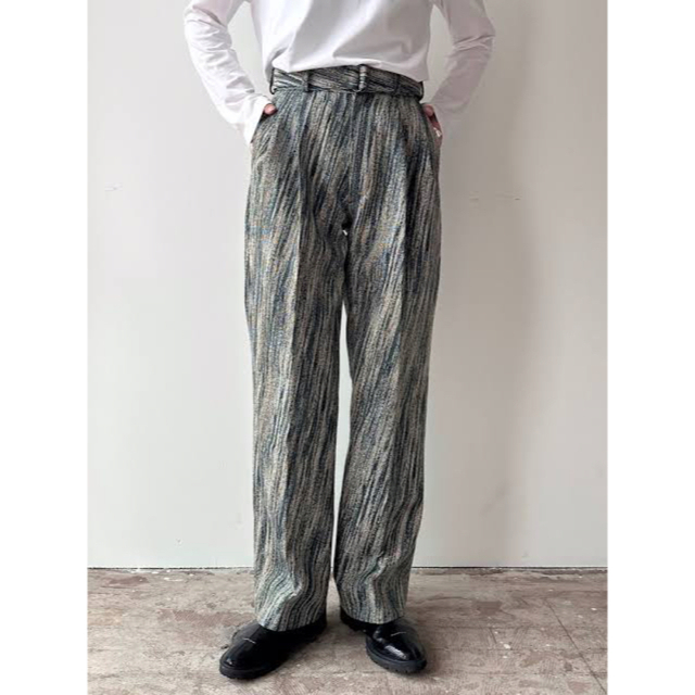 yoke JACQUARD BELTED WIDE TROUSERS - nayaabhaandi.com