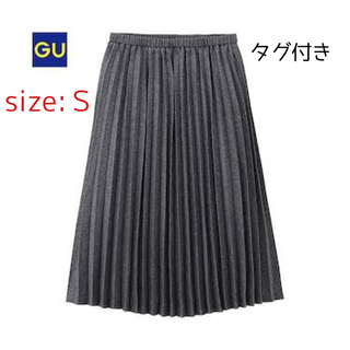 ジーユー(GU)のGU イージーウールライクプリーツスカート 未使用タグ付き Ｓサイズ(ひざ丈スカート)