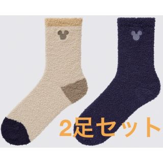 ユニクロ(UNIQLO)のヒートテック ディズニーコレクション ミッキーアイコン 刺繍 ルームソックス(キャラクターグッズ)