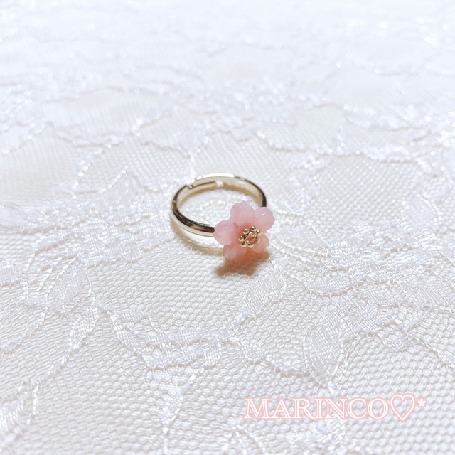 さくら 春 桜 ピンク ワンポイント 淡色 さくらリング／B(NO.609) ハンドメイドのアクセサリー(リング)の商品写真