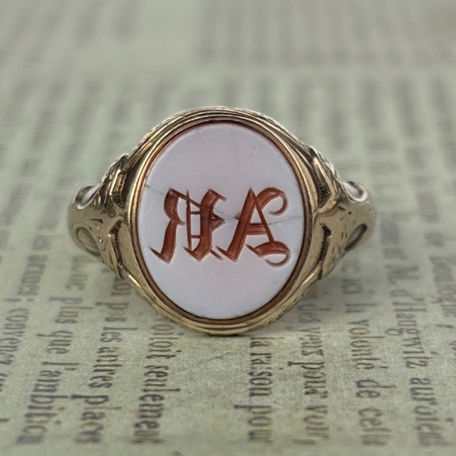 超激レア 英国 イギリス アンティーク 18ct 18k インタリオリング