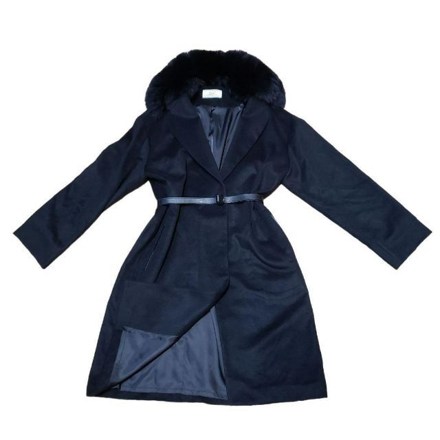 【カシミヤ100%】Zelal 大きいサイズ フォックスファー ロングコート レディースのジャケット/アウター(ロングコート)の商品写真