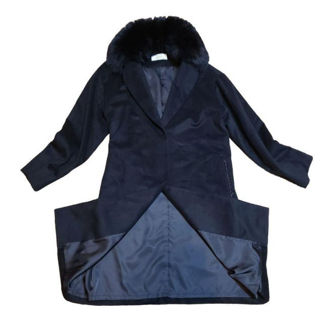 【カシミヤ100%】Zelal 大きいサイズ フォックスファー ロングコート レディースのジャケット/アウター(ロングコート)の商品写真