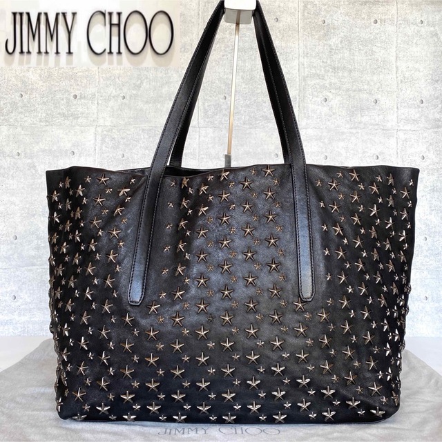 JIMMY CHOO - 【美品】JIMMY CHOO PIMLICO 黒 シルバースタッズ トートバッグ