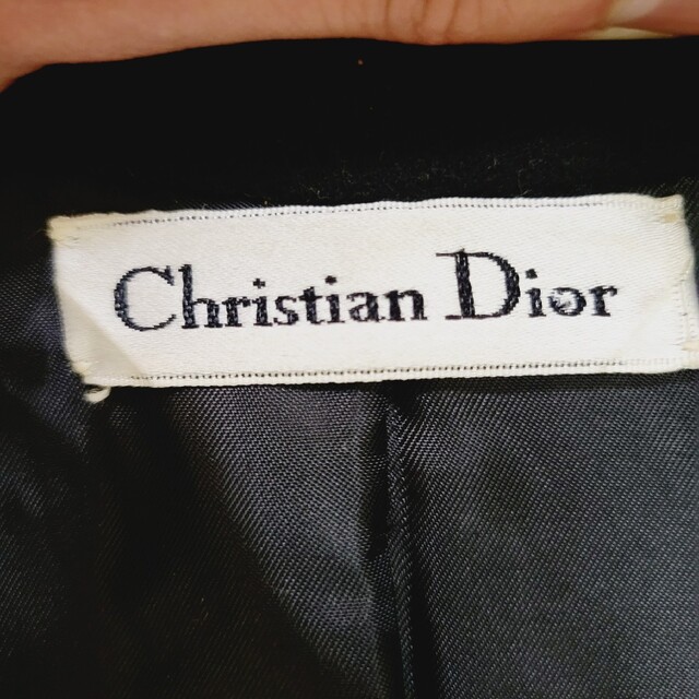 Christian Dior(クリスチャンディオール)のChristian Dior ディオール カシミヤ ダブル ロングコート 黒 L レディースのジャケット/アウター(ロングコート)の商品写真