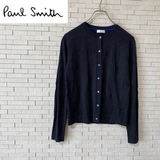 ポールスミス(Paul Smith)のPaulSmith ポールスミス　ドットカーディガン　黒×光沢青ボタン　ウール(カーディガン)