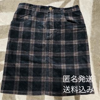 ヒアーズ(HERE'S)の【美品】HERE'S  コーデュロイ　台形スカート　チェック　膝丈　レディース(ミニスカート)