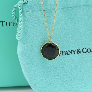 ティファニー(Tiffany & Co.)のティファニー 大粒 オニキス ゴールド ネックレス ラウンドカット JH43(ネックレス)